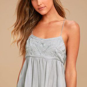 Absolute Adoration Light Grey Embroidered Top